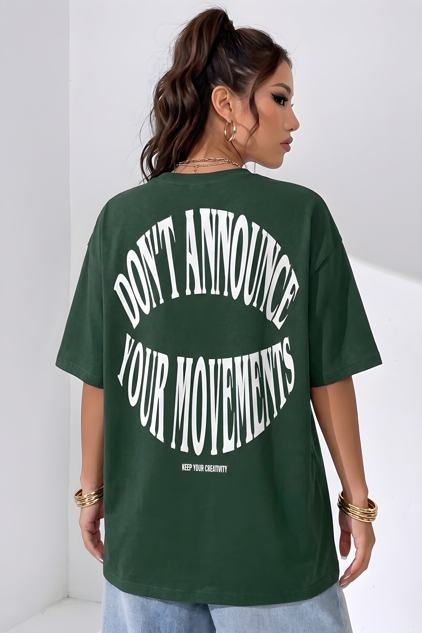 Dont Announce Yeşil Oversize Salas Boyfriend Kadın T-Shirt
