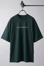 Erkek Dragon Baskılı Petrol Yeşili Bisiklet Yaka Oversize Salaş T-Shirt