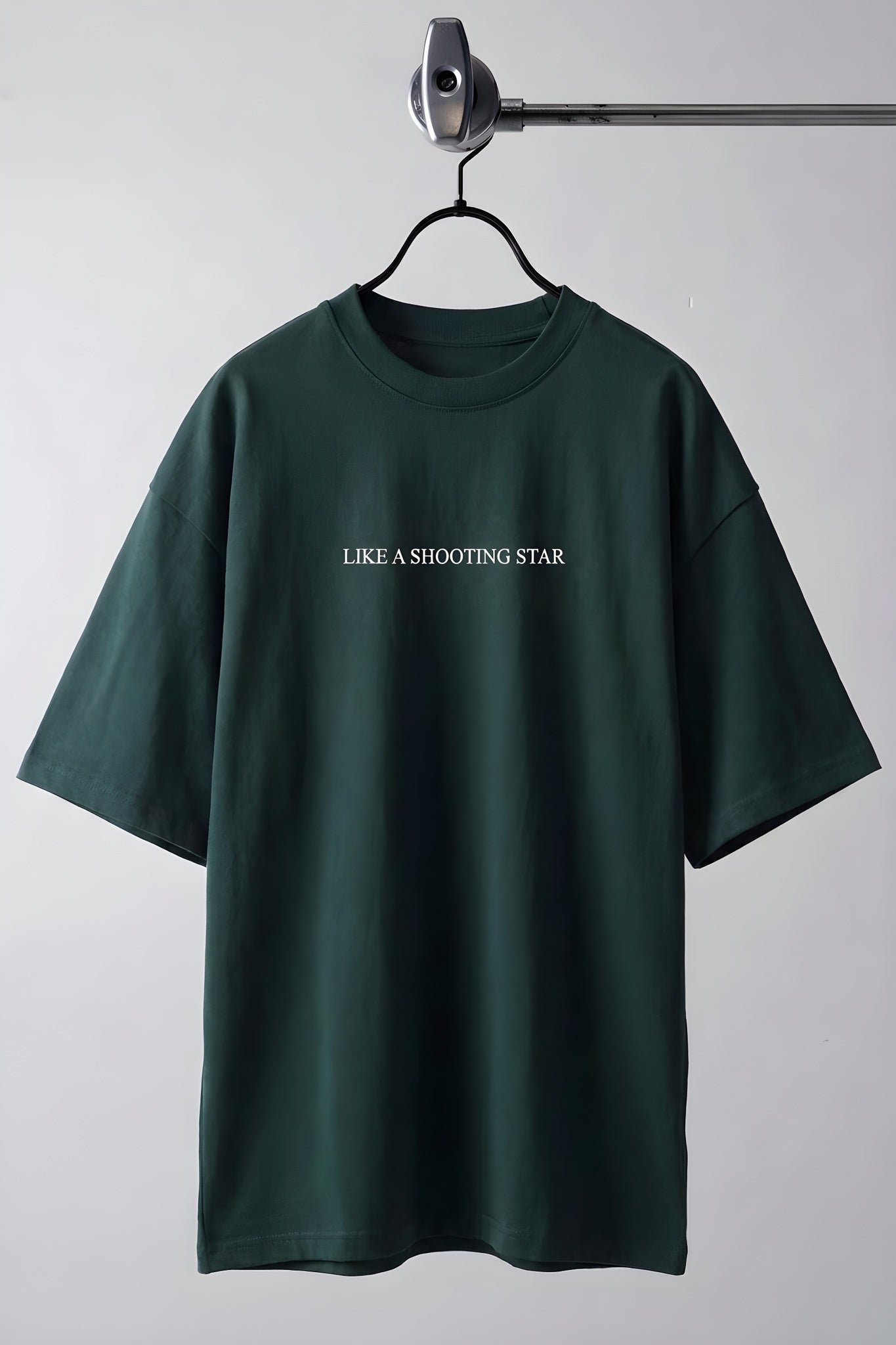 Erkek Dragon Baskılı Petrol Yeşili Bisiklet Yaka Oversize Salaş T-Shirt