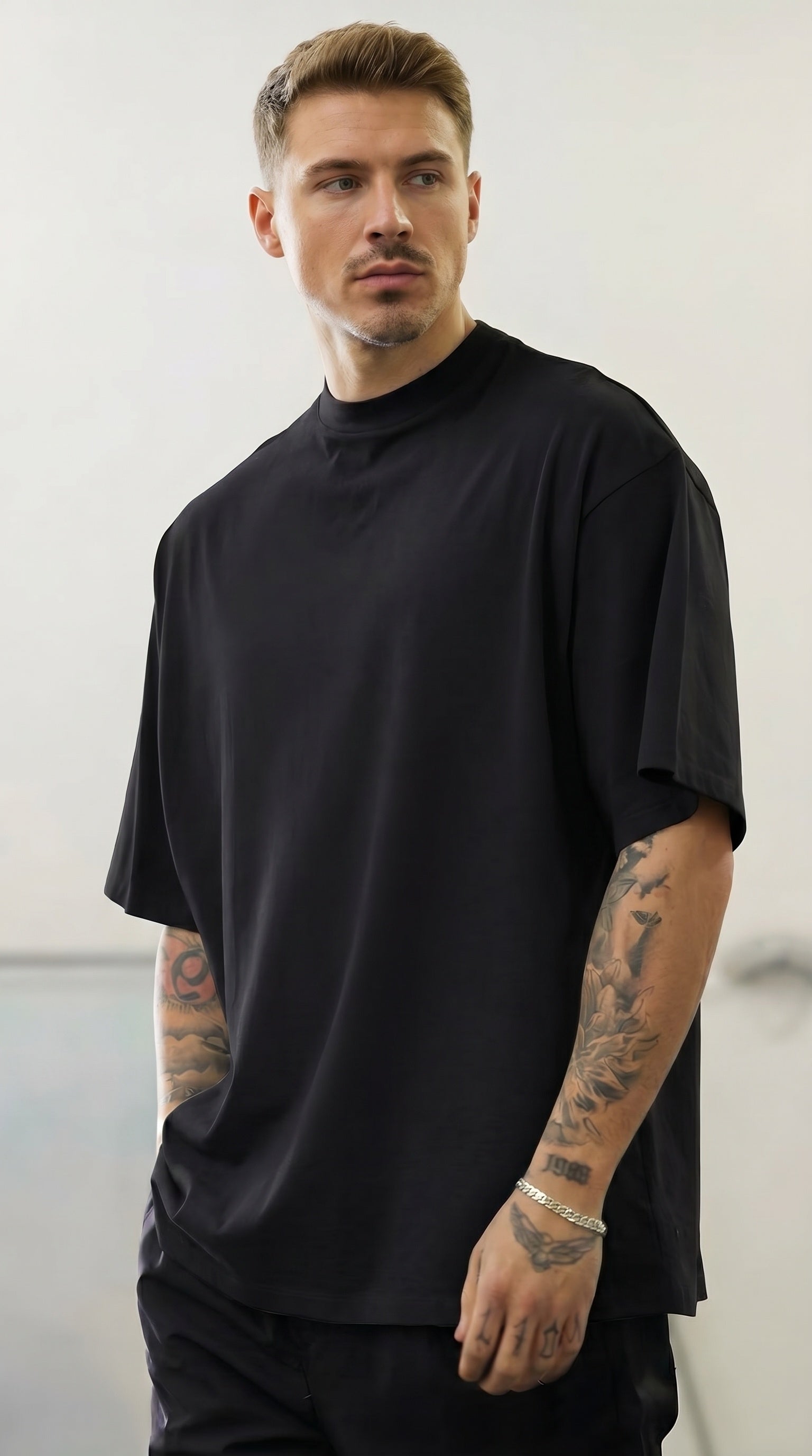 Erkek Siyah I Can Fly Oversize Fit Bol Geniş Kalıp Salaş Kesim T-shirt