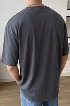 Erkek Füme Earth Oversize Fit Bol Geniş Kalıp Salaş Kesim T-shirt