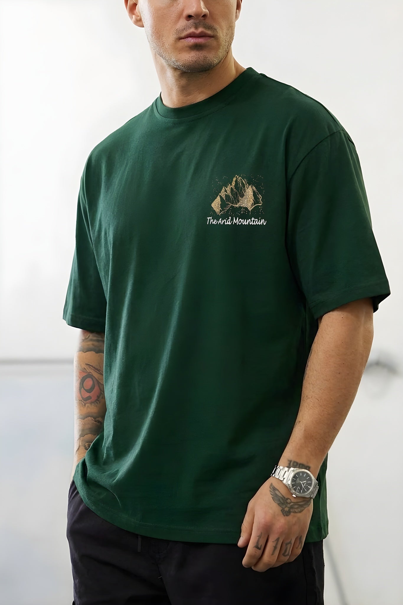 Erkek Arid Mountain Yeşil Oversize Salas Boyfriend T-Shirt