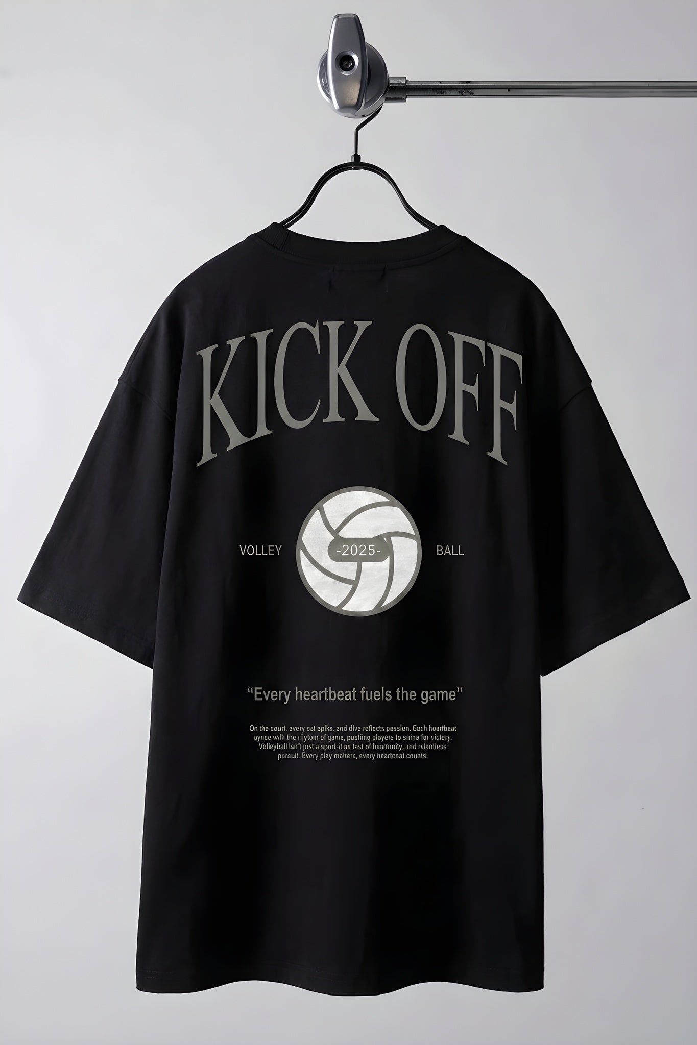 Erkek Siyah Kick Off Oversize Fit Bol Geniş Kalıp Salaş Kesim T-shirt