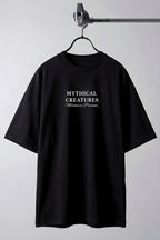 Erkek Mythical Pegasus Baskılı Siyah Bisiklet Yaka Oversize Salaş T-Shirt