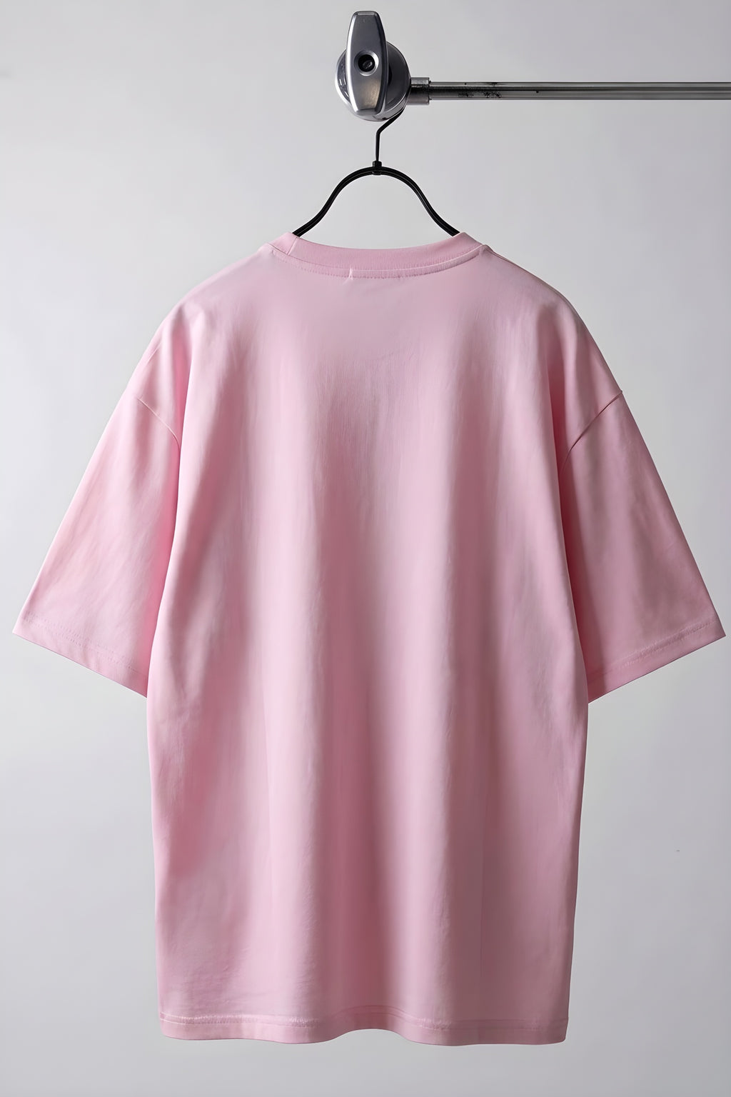 Erkek Pembe Basic Düz Baskısız Oversize Salas Boyfriend T-Shirt
