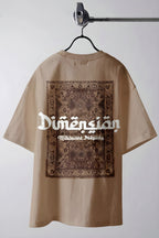 Erkek Dimension Baskılı Camel Bisiklet Yaka Oversize Salaş T-Shirt