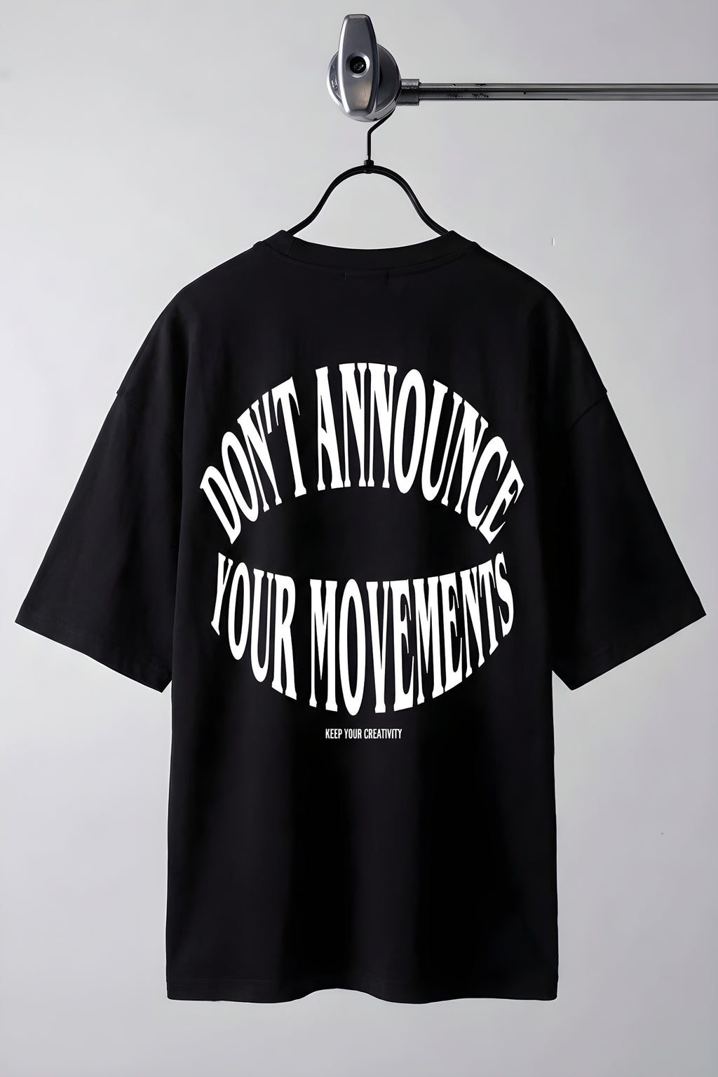 Erkek Siyah Dont Announce Kabaran Baskı Bisiklet Yaka Oversize Salas T-Shirt