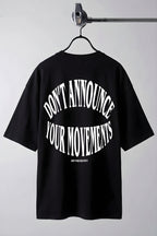 Erkek Siyah Dont Announce Kabaran Baskı Bisiklet Yaka Oversize Salas T-Shirt