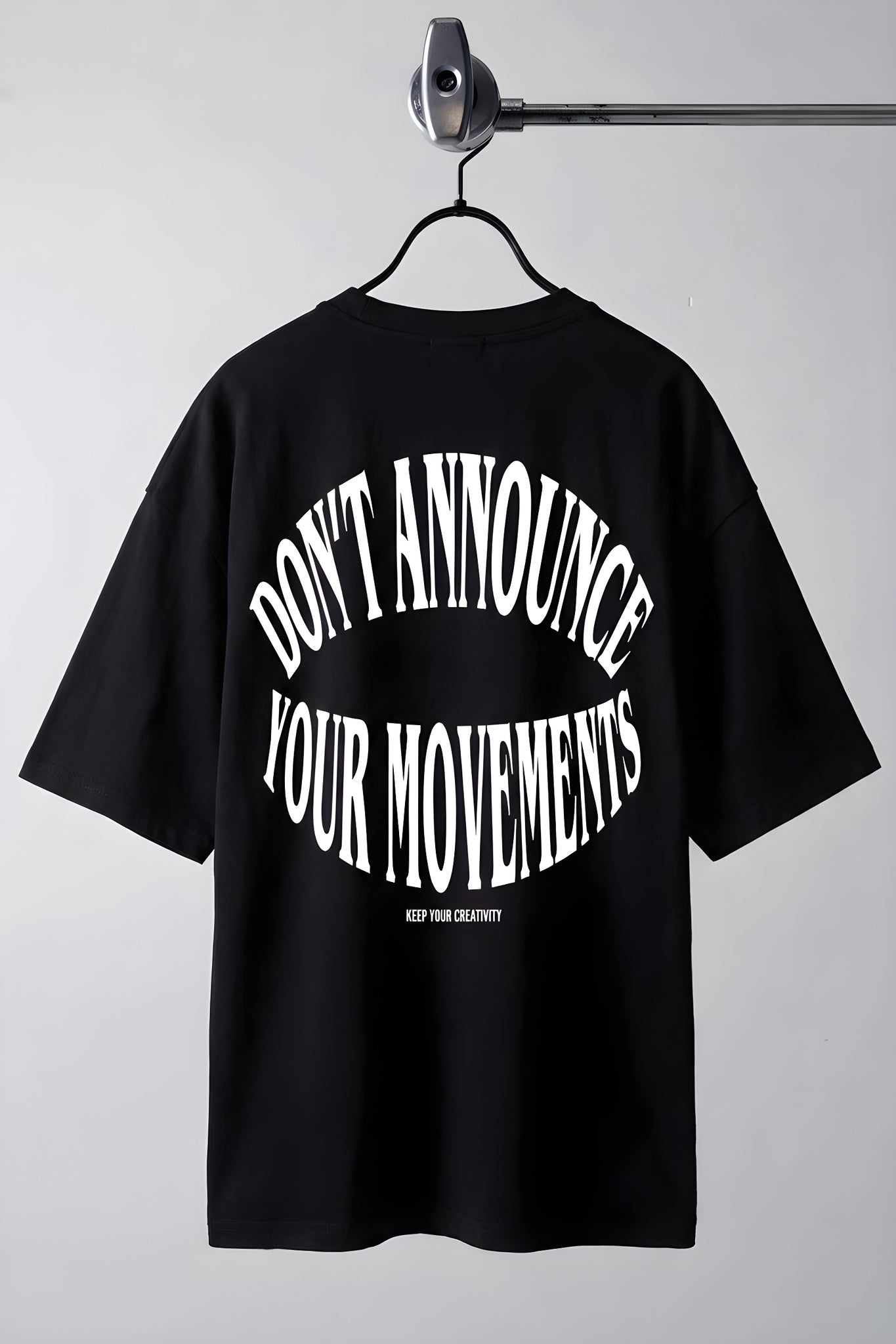 Erkek Siyah Dont Announce Kabaran Baskı Bisiklet Yaka Oversize Salas T-Shirt