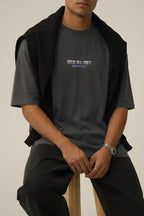 Erkek Füme Rave All Night Oversize Fit Bol Geniş Kalıp Salaş Kesim T-shirt