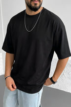 Erkek Siyah Black Jack Oversize Fit Bol Geniş Kalıp Salaş Kesim T-shirt