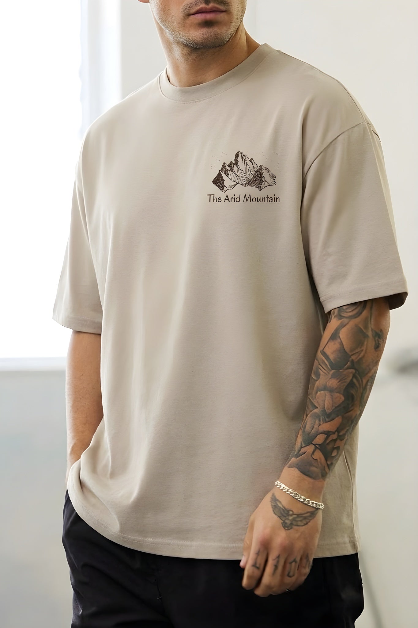 Erkek Arid Mountain Camel Oversize Salas T-Shirt