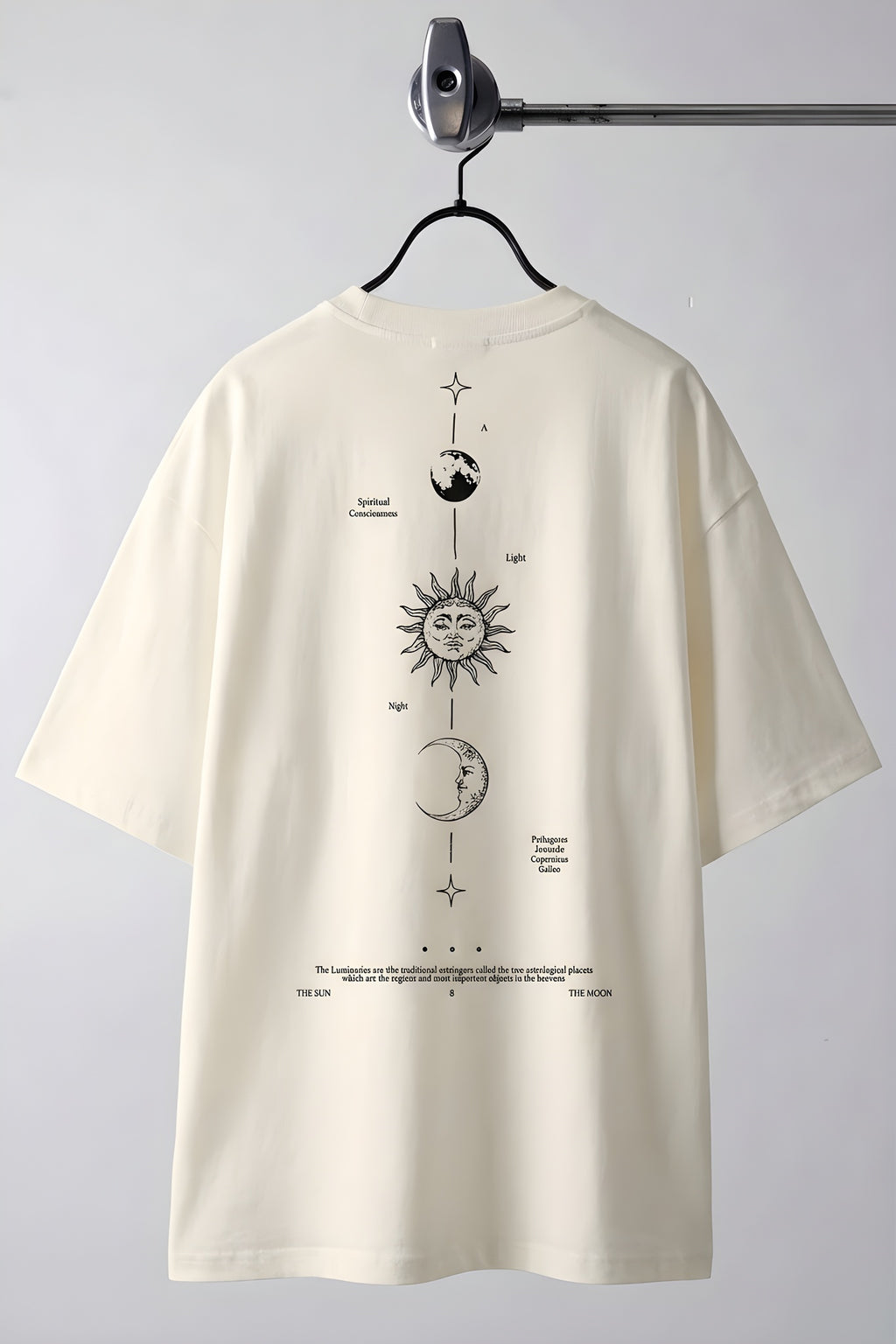 Erkek The Moon Beyaz Bisiklet Yaka Oversize Salas T-Shirt