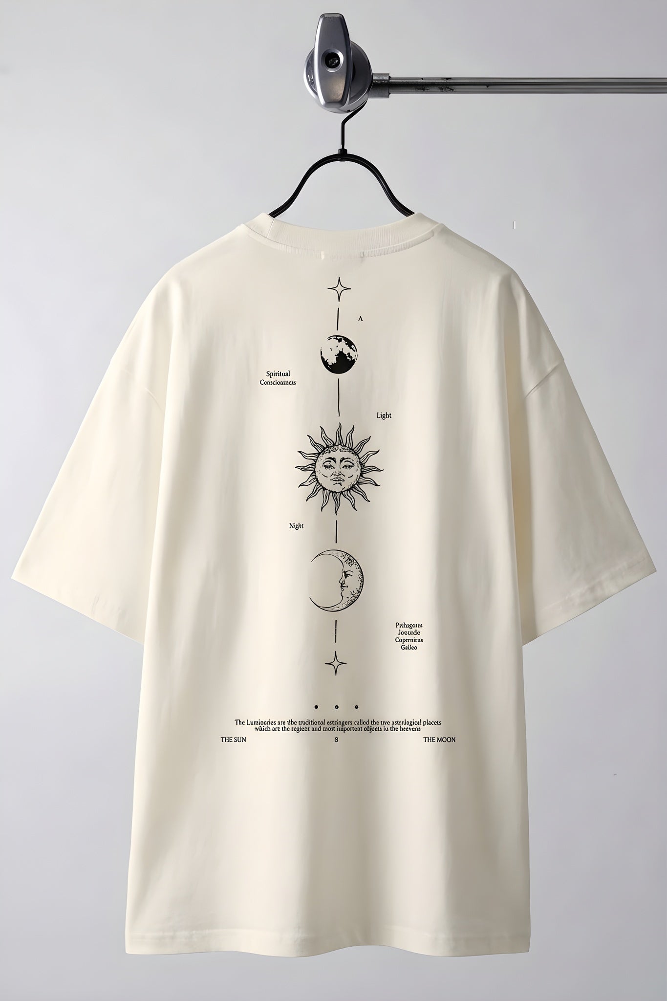 Erkek The Moon Beyaz Bisiklet Yaka Oversize Salas T-Shirt