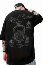 Erkek Siyah Royal Essence Oversize Fit Bol Geniş Kalıp Salaş Kesim T-shirt