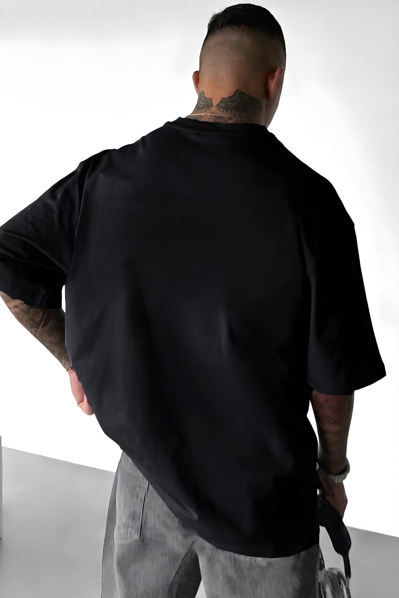 Erkek Siyah Earth Oversize Fit Bol Geniş Kalıp Salaş Kesim T-shirt