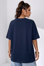 Kadın Lacivert Majestic Oversize Fit Bol Geniş Kalıp Salaş Kesim T-shirt