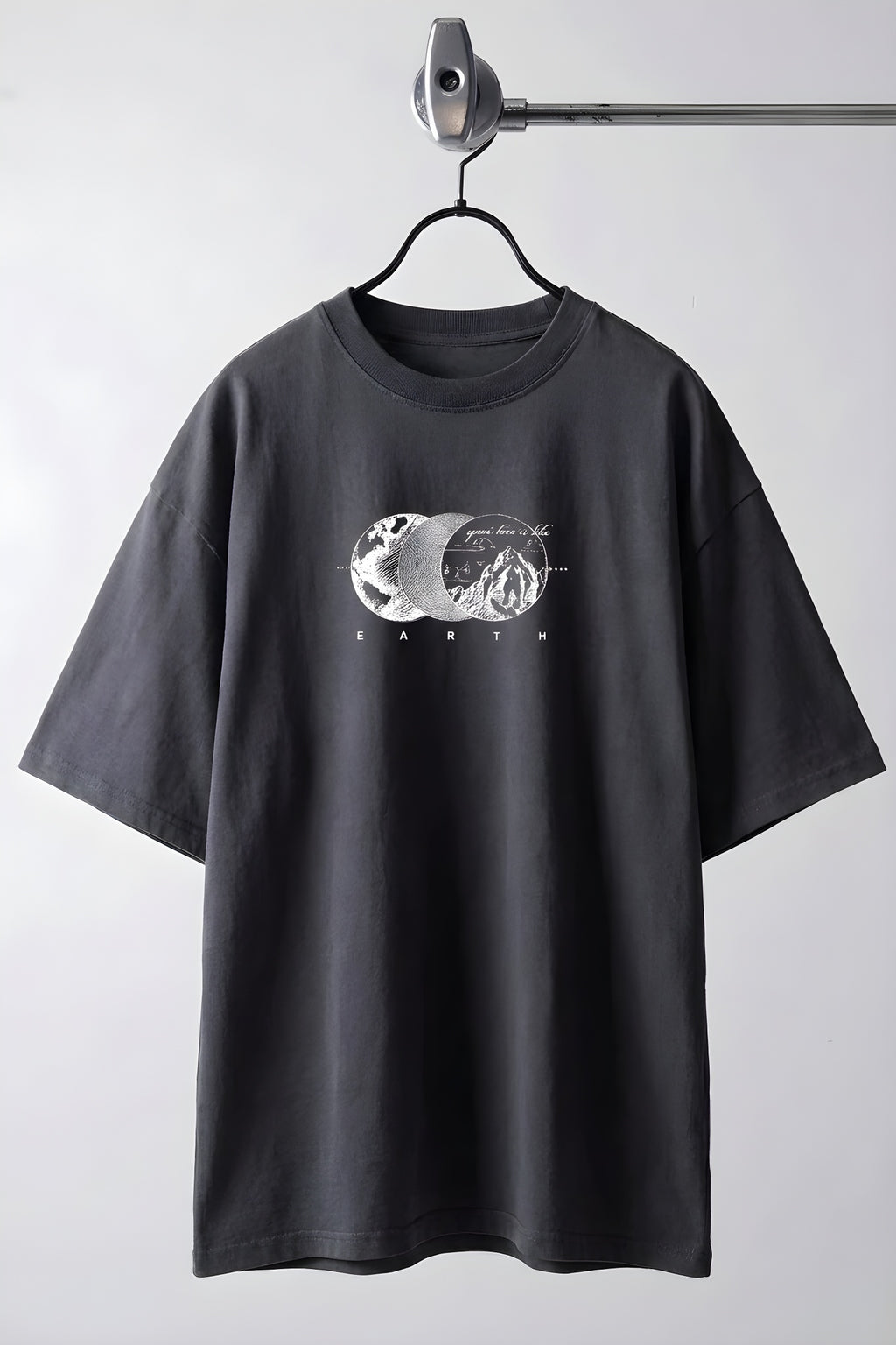 Erkek Füme Earth Oversize Fit Bol Geniş Kalıp Salaş Kesim T-shirt