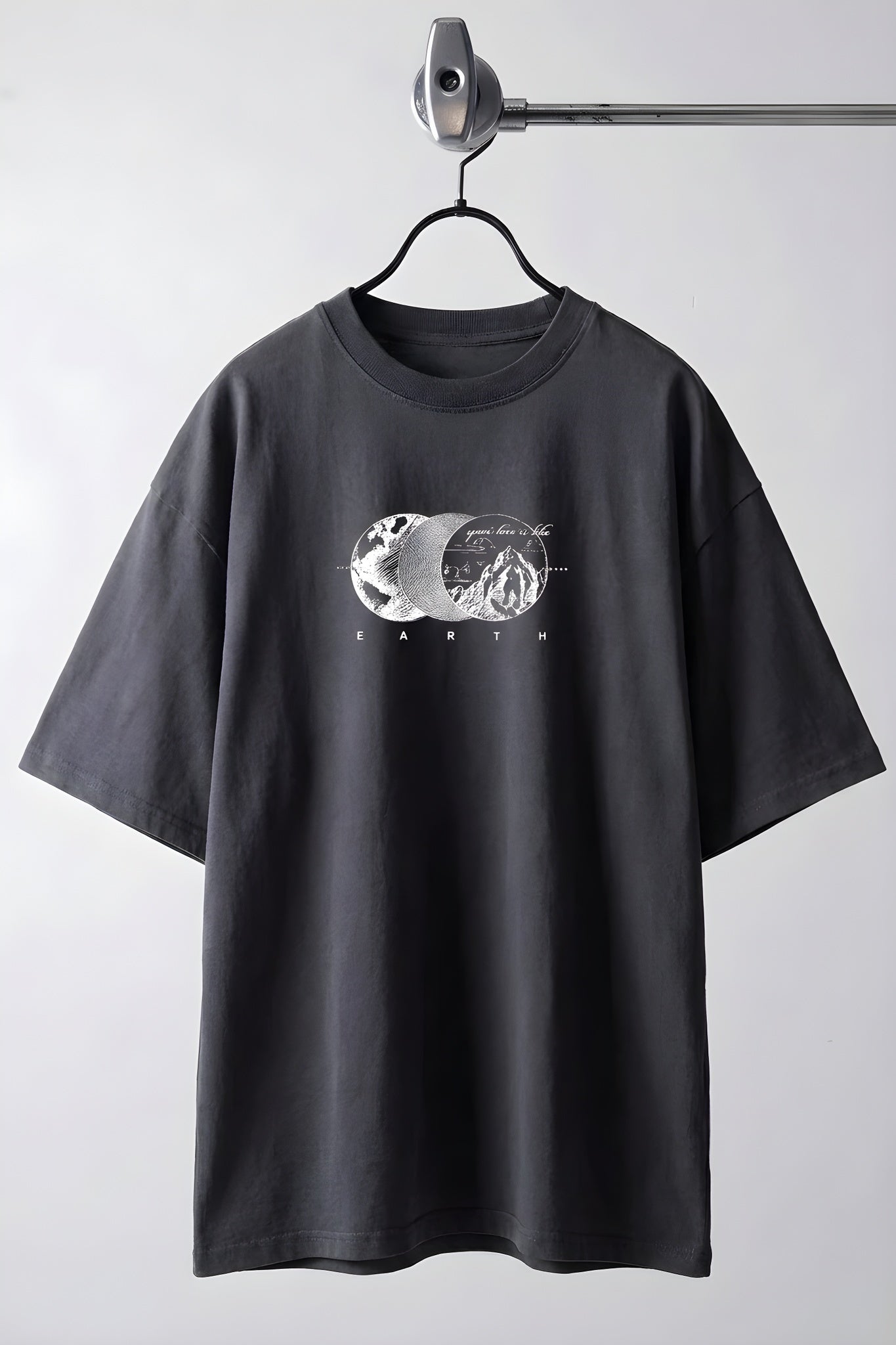 Erkek Füme Earth Oversize Fit Bol Geniş Kalıp Salaş Kesim T-shirt