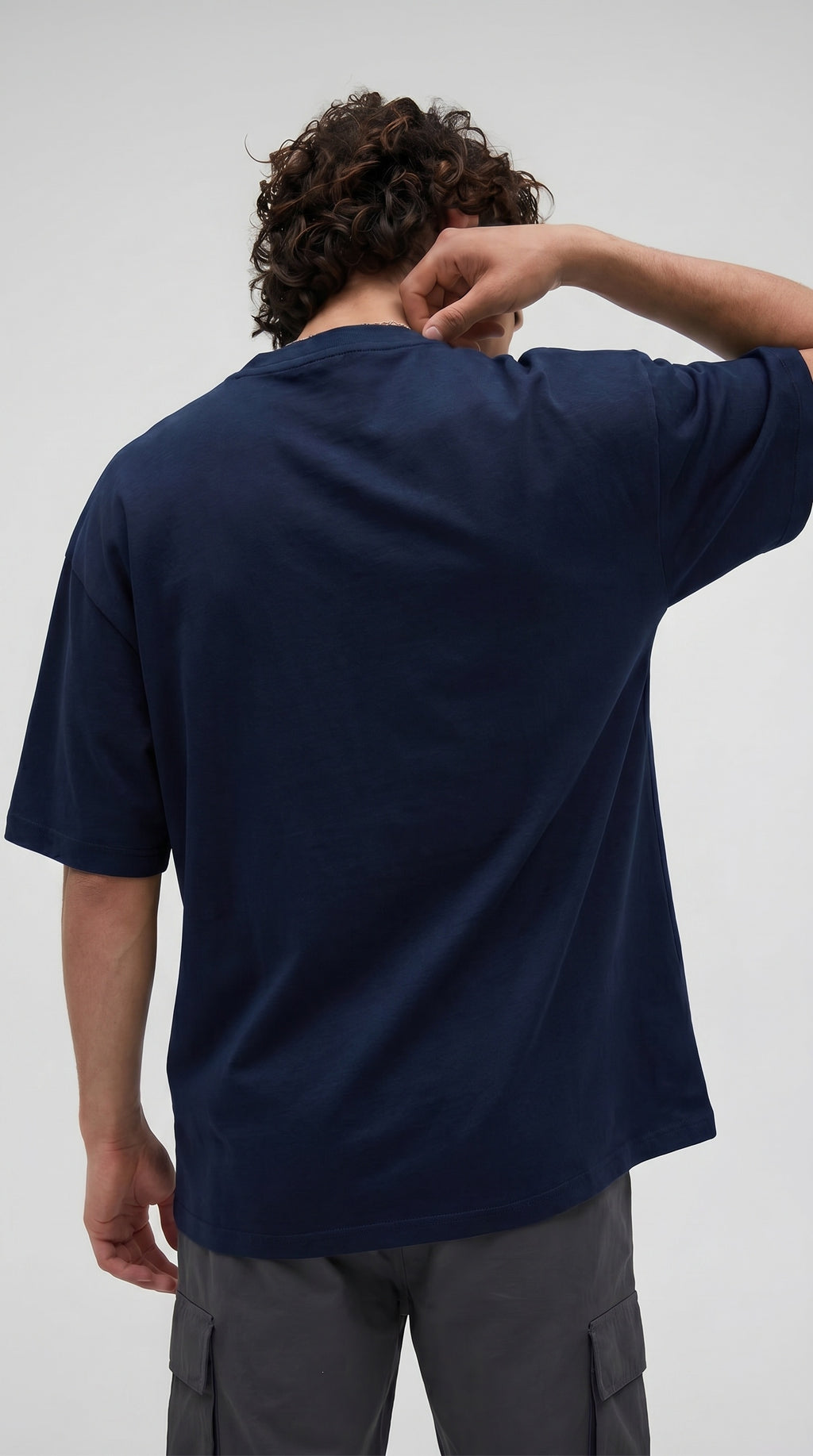 Erkek Lacivert Earth Oversize Fit Bol Geniş Kalıp Salaş Kesim T-shirt