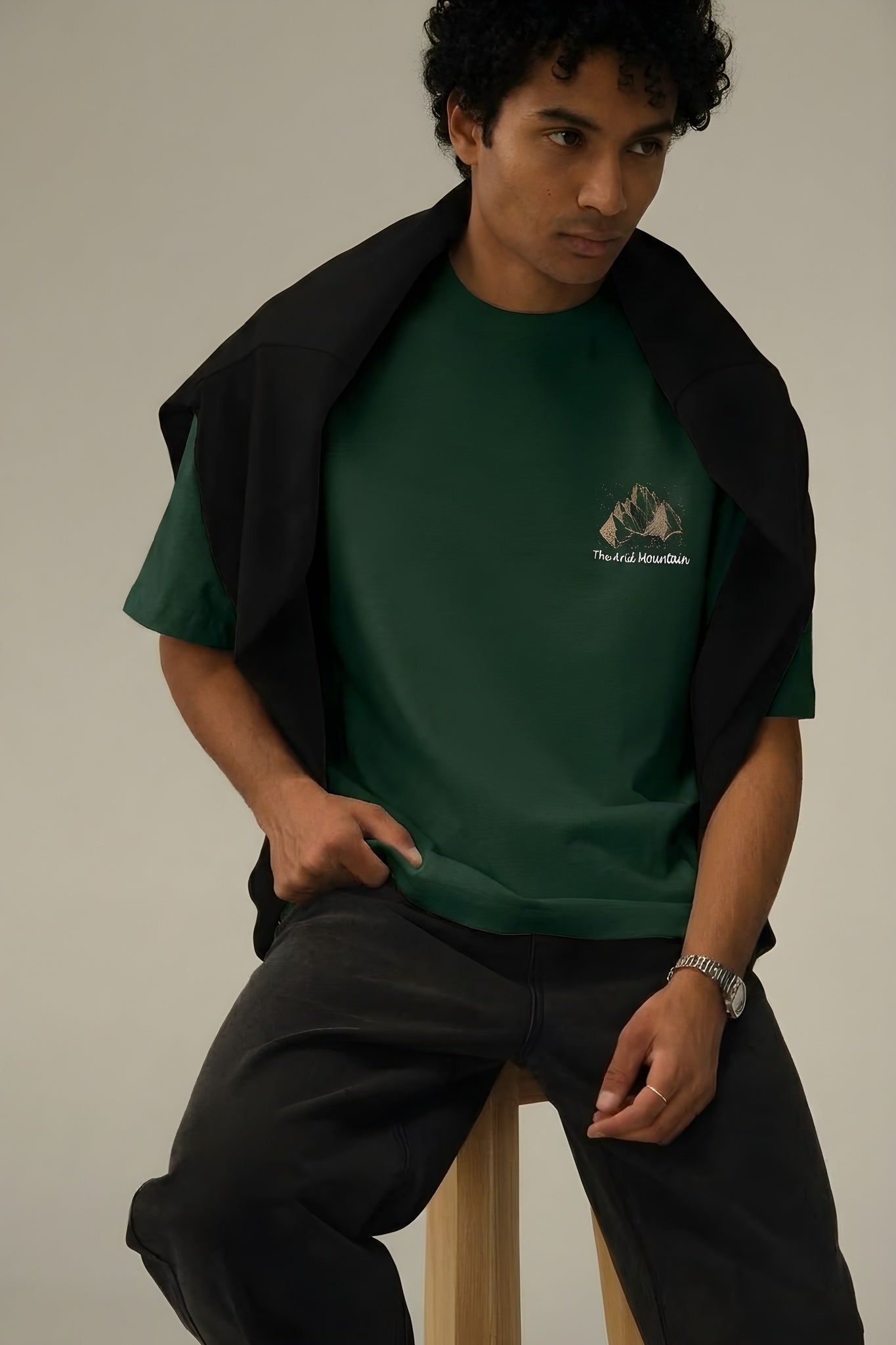 Erkek Arid Mountain Yeşil Oversize Salas Boyfriend T-Shirt