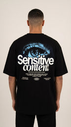 Erkek Siyah Göz Baskılı Sensitive Oversize Fit Bol Geniş Kalıp Salaş Kesim T-shirt