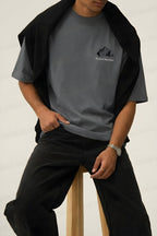 Erkek Arid Mountain Oversize Gri Salas T-Shirt