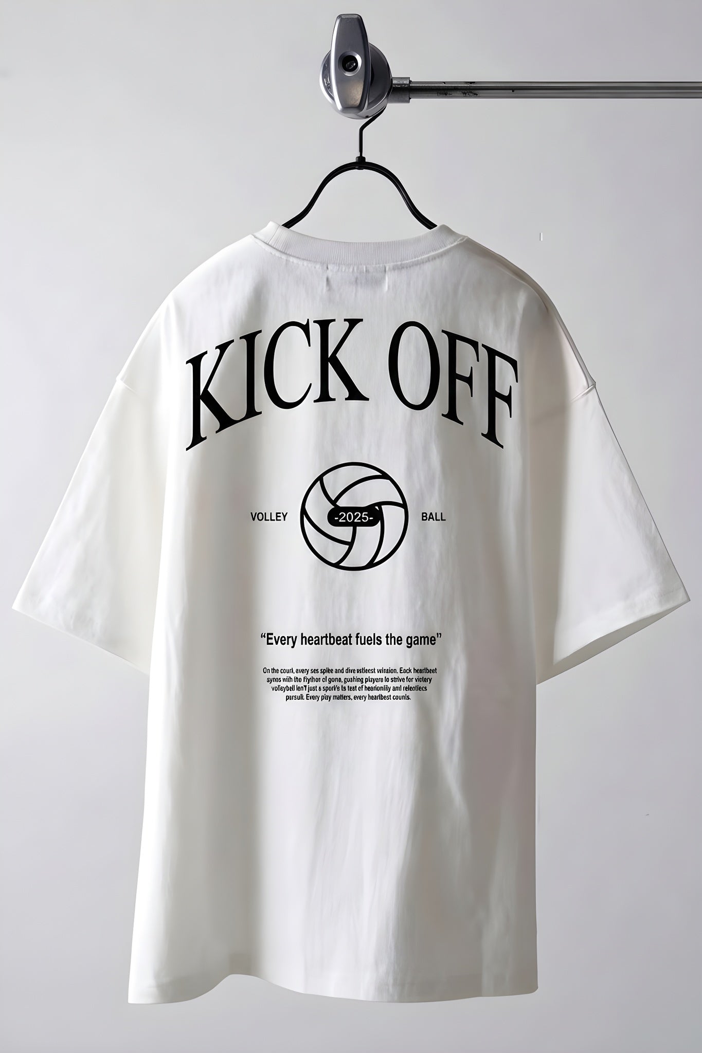 Erkek Ekru Beyaz Kick Off Oversize Fit Bol Geniş Kalıp Salaş Kesim T-shirt