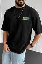 Erkek Siyah Bonsai Oversize Fit Bol Geniş Kalıp Salaş Kesim T-shirt