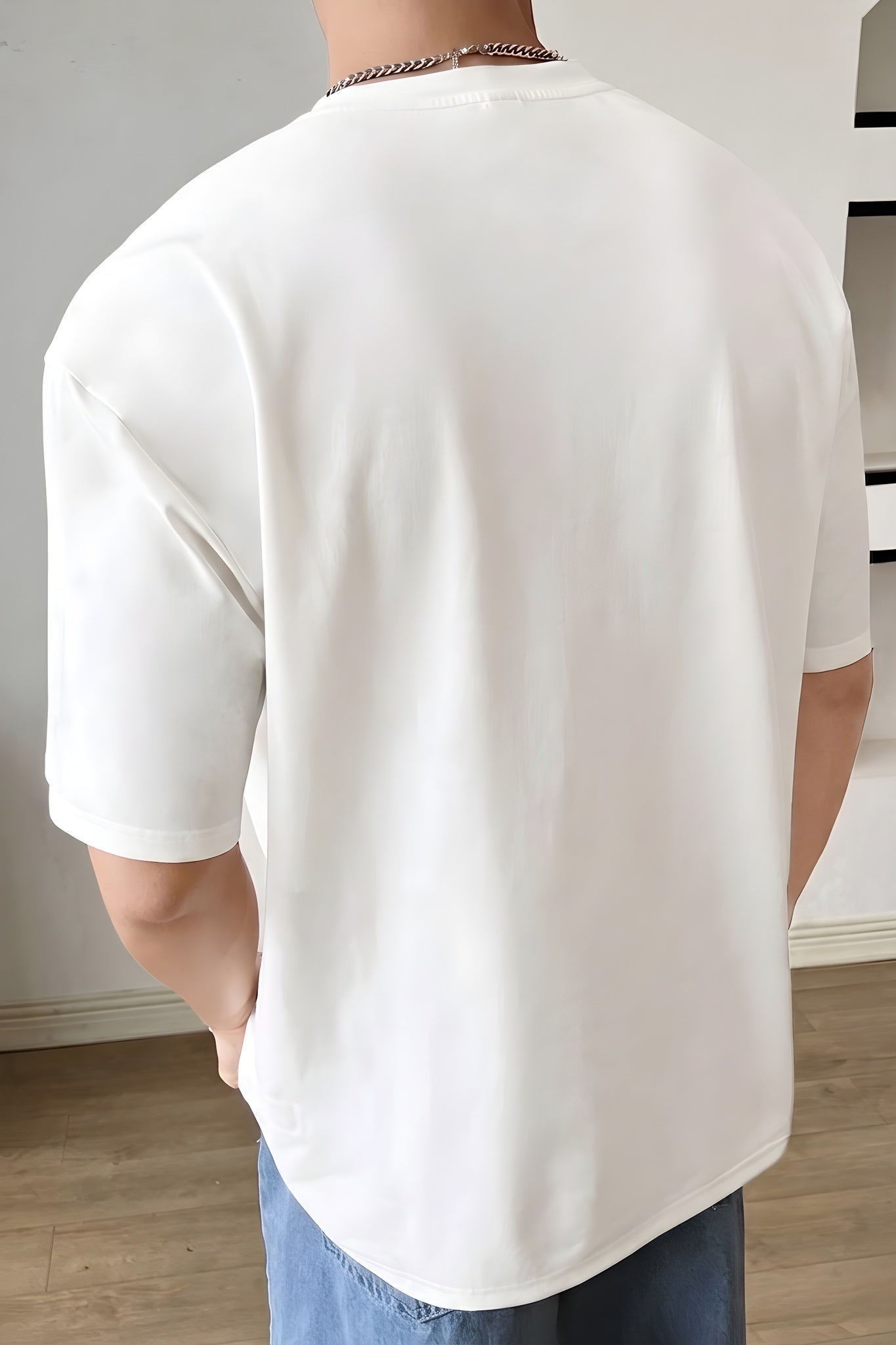 Erkek Ekru Beyaz City Of Angels Oversize Fit Bol Geniş Kalıp Salaş Kesim T-shirt