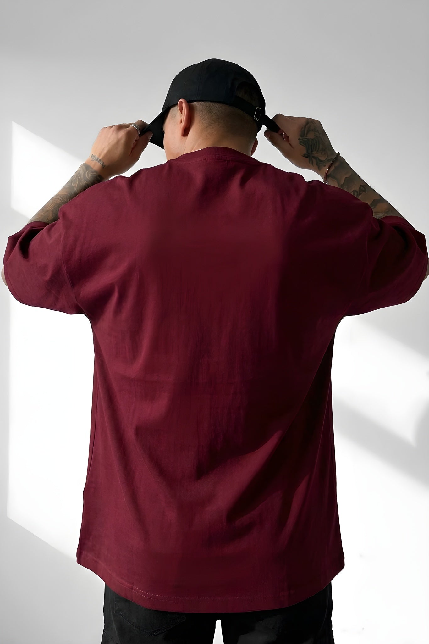 Erkek Bordo Spectacular Oversize Salas T-Shirt