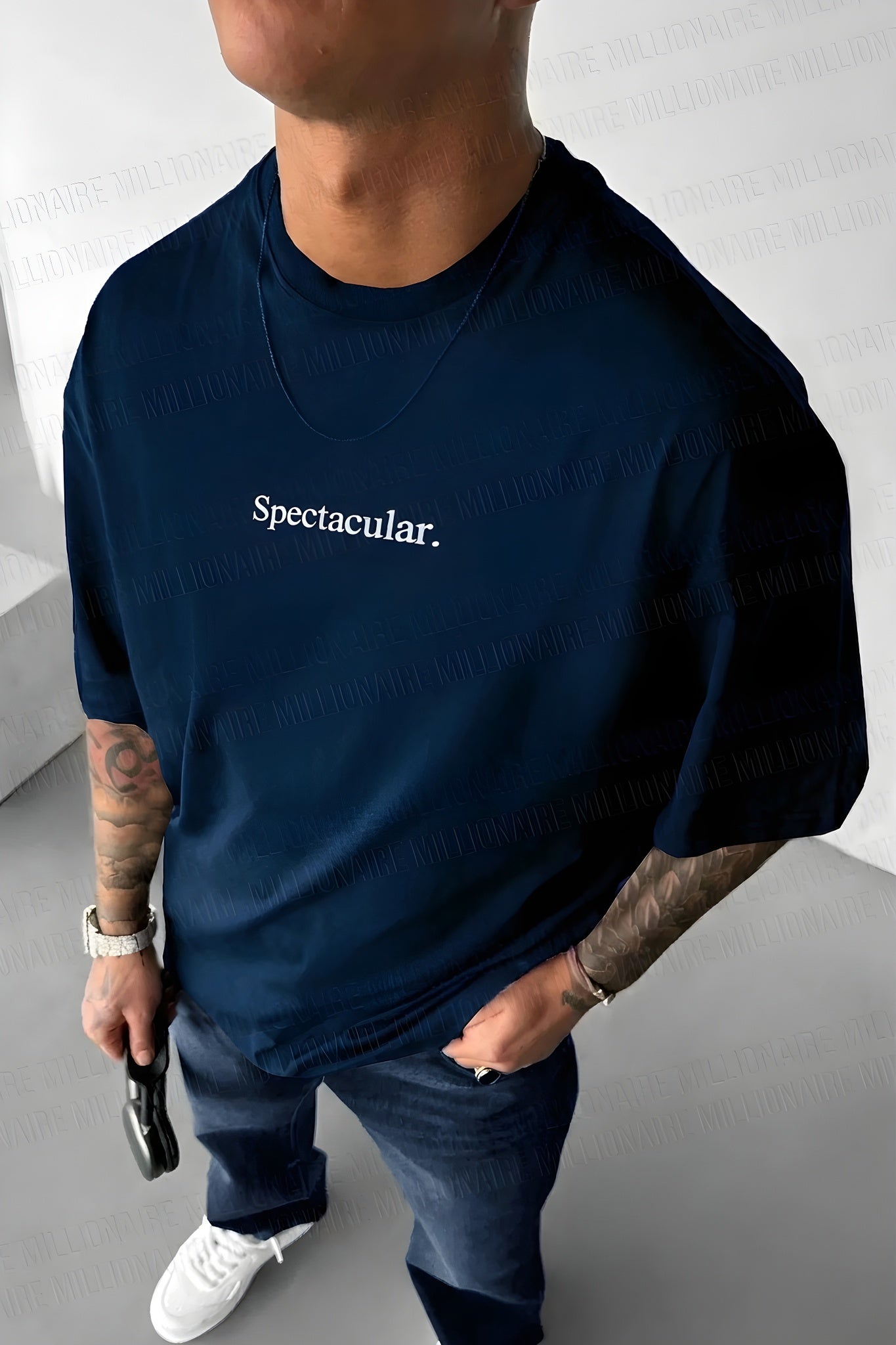 Erkek Lacivert Spectacular Oversize Salas T-Shirt