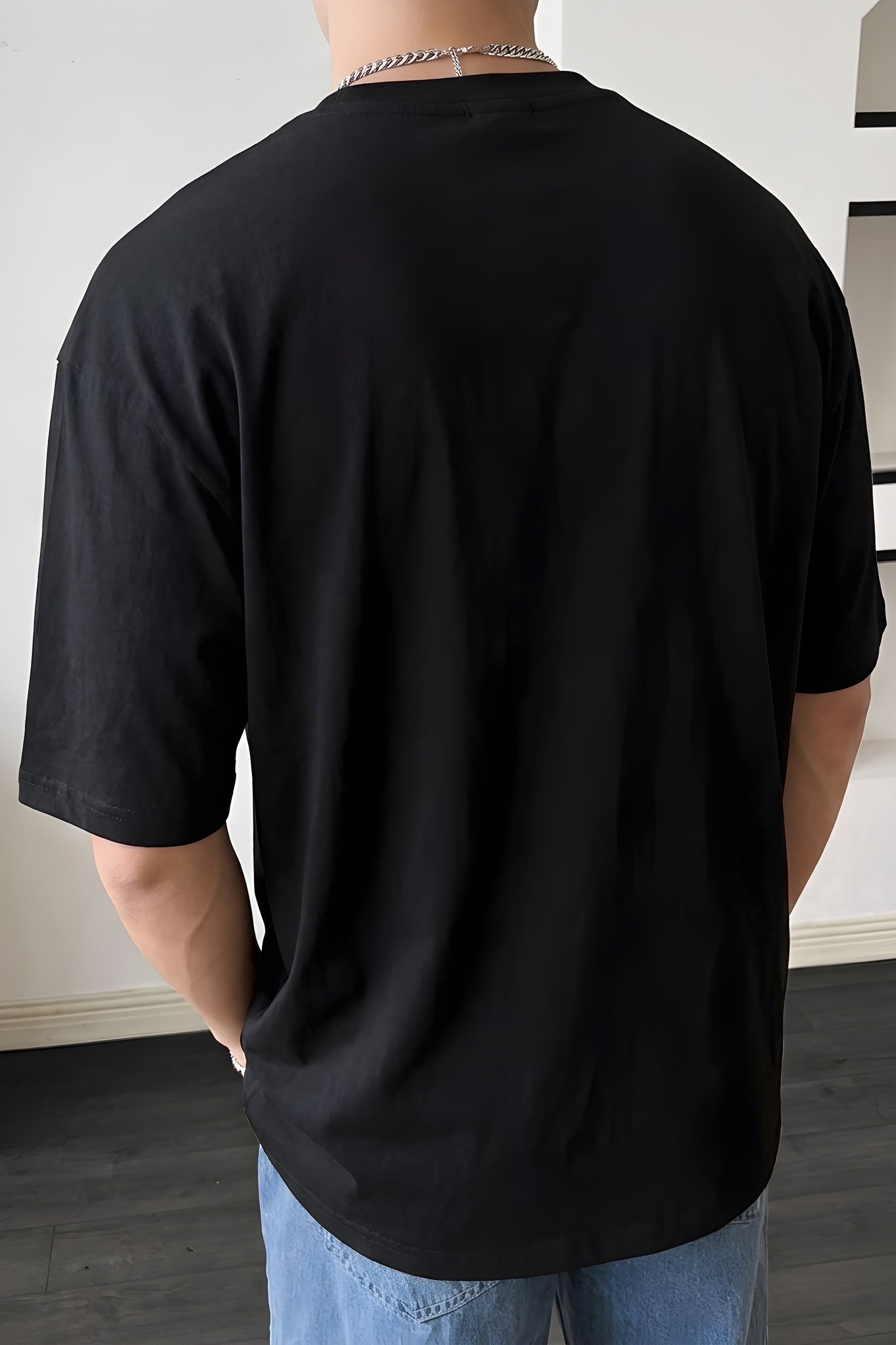 Erkek Siyah Survive Oversize Fit Bol Geniş Kalıp Salaş Kesim T-shirt