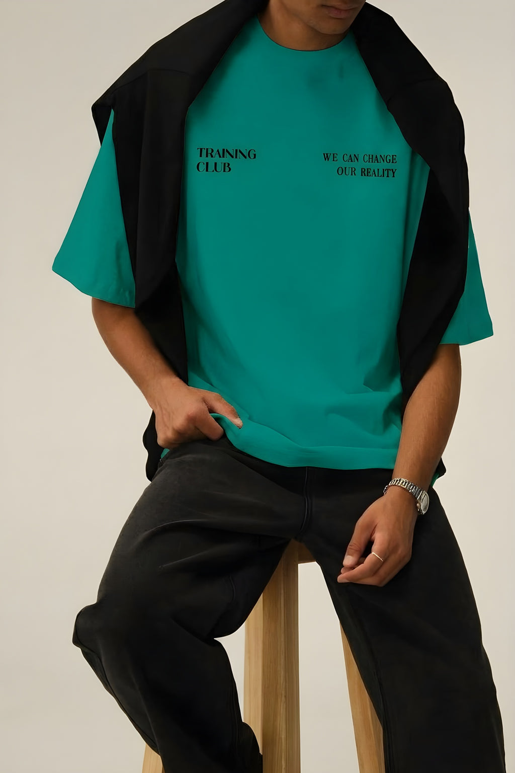 Erkek Bntn Yeşil Training Club Oversize Fit Bol Geniş Kalıp Salaş Kesim T-shirt