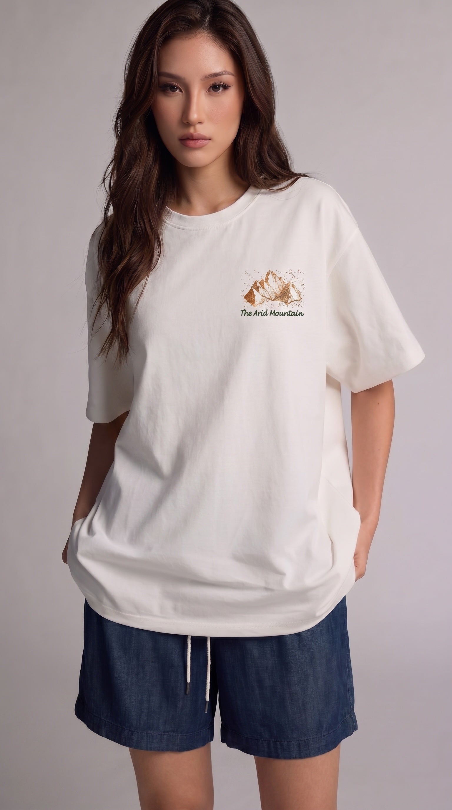Arid Mountain Beyaz Oversize Salas Boyfriend Kadın T-Shirt