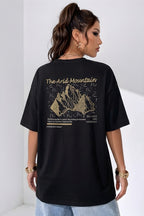 Arid Mountain Siyah Oversize Salas Boyfriend Kadın T-Shirt