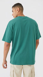 1 Adet Erkek Zümrüt Yeşil Basic Düz Baskısız Oversize Salas Loose Fit T-shirt