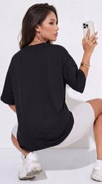 Kadın Siyah Oversize Salas Boyfriend Kadın T-shirt