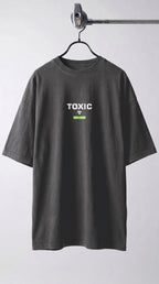 Erkek Füme Toxic Oversize Fit Bol Geniş Kalıp Salaş Kesim T-shirt