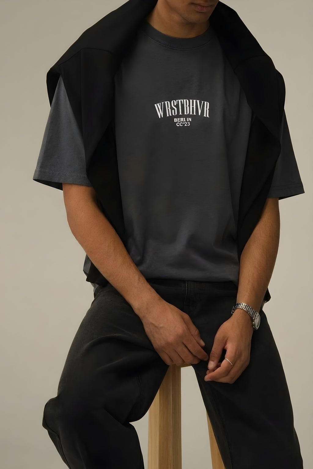 Erkek Dont Announce Kabaran Baskı Füme Bisiklet Yaka Oversize Salas T-Shirt