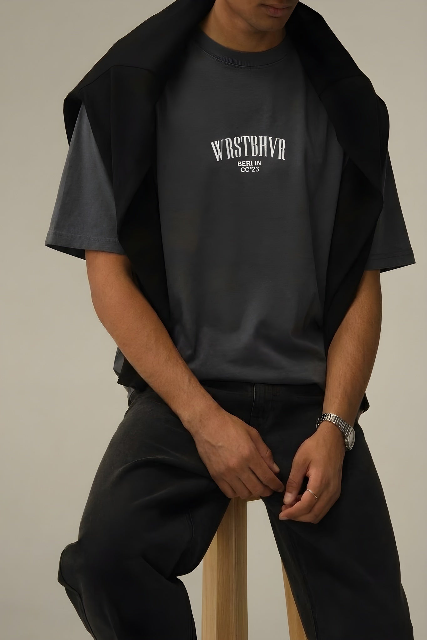 Erkek Dont Announce Kabaran Baskı Füme Bisiklet Yaka Oversize Salas T-Shirt