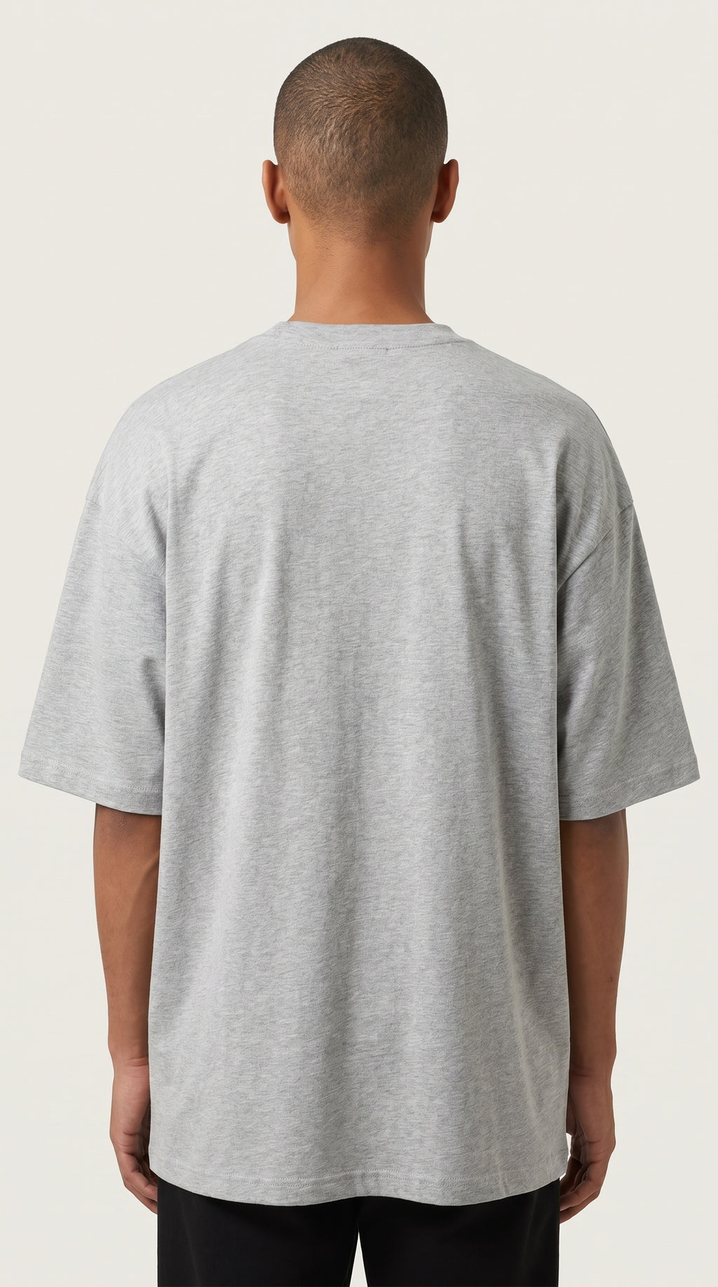 Erkek Melanj Gri Free Life Bisiklet Yaka Oversize Salas T-Shirt