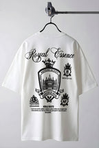 Erkek Ekru Beyaz Royal Essence Oversize Fit Bol Geniş Kalıp Salaş Kesim T-shirt