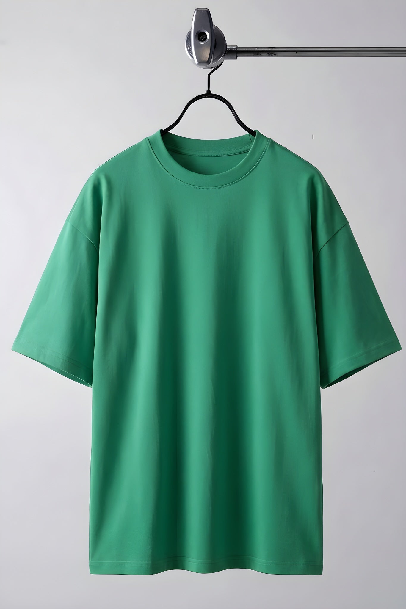 Erkek Bntn Yeşil Basic Düz Baskısız Oversize Salas T-Shirt