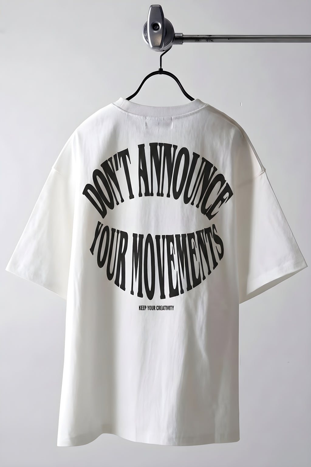 Erkek Beyaz Dont Announce Kabaran Baskı Bisiklet Yaka Oversize Salas T-Shirt