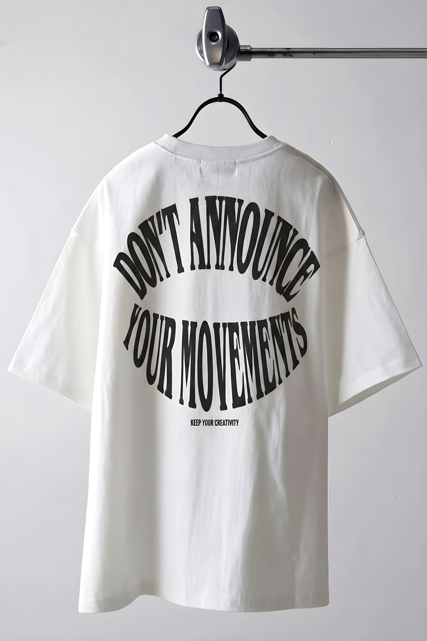 Erkek Beyaz Dont Announce Kabaran Baskı Bisiklet Yaka Oversize Salas T-Shirt