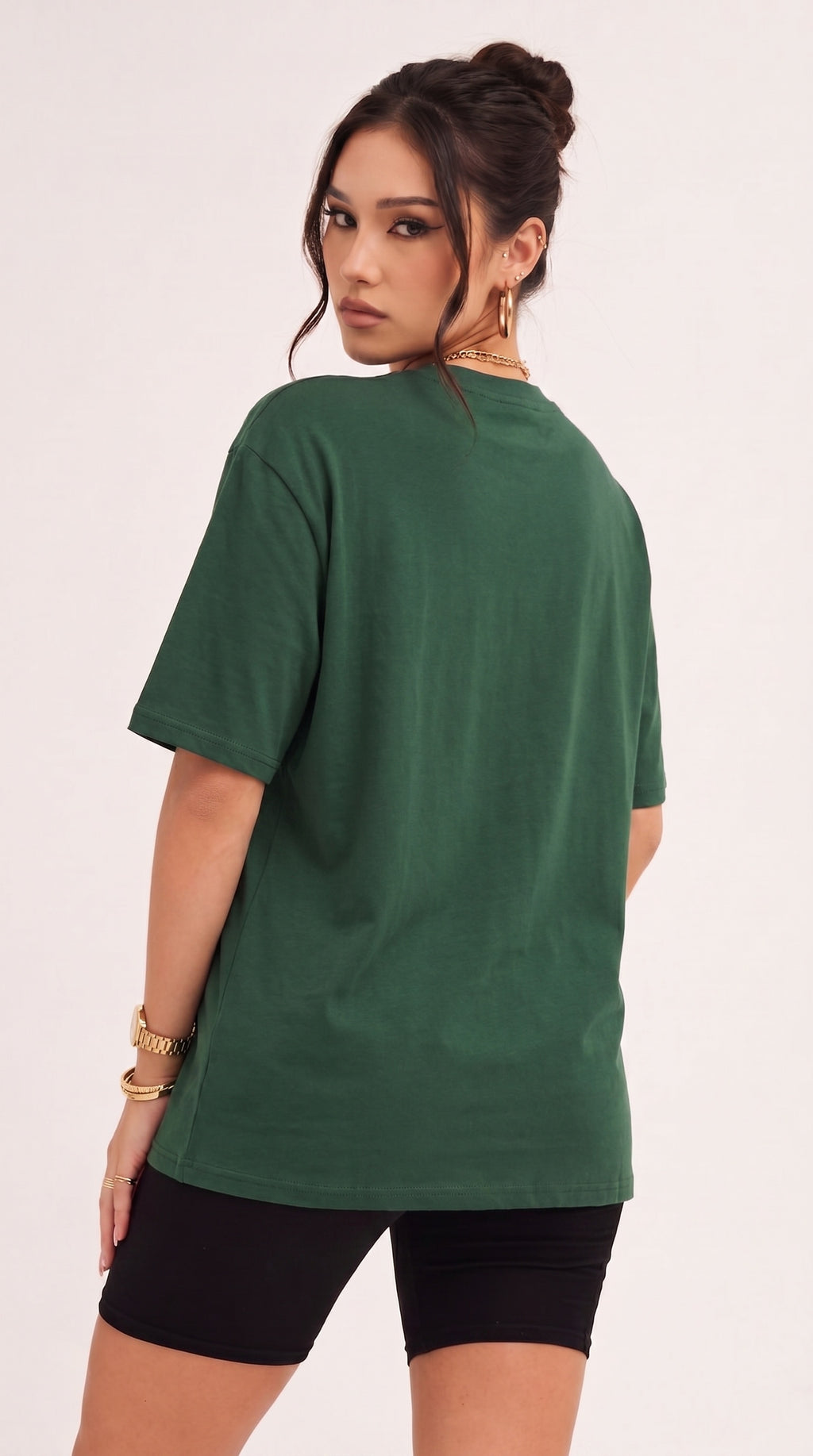 Kadın Nefti Yeşil Geyik Oversize Salas Boyfriend T-shirt