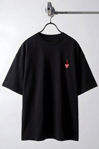Erkek Siyah Kupa As Kuru Kafa Oversize Fit Bol Geniş Kalıp Salaş Kesim T-shirt