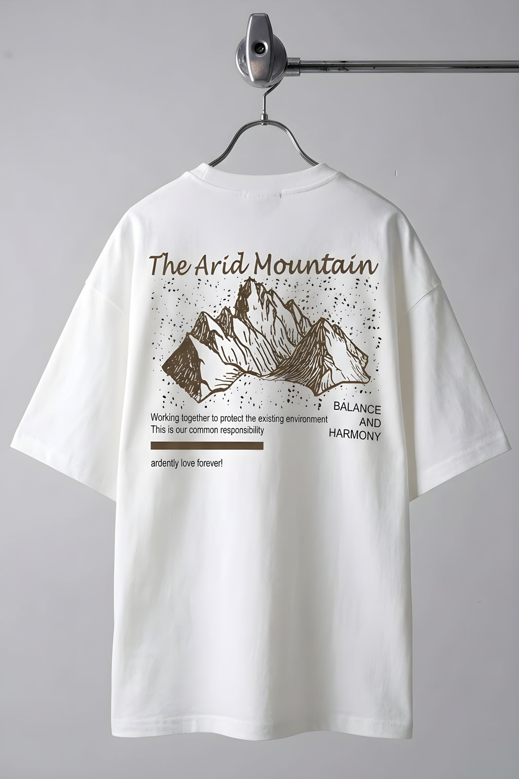 Erkek Arid Mountain Oversize Ekru Beyaz Salas T-Shirt