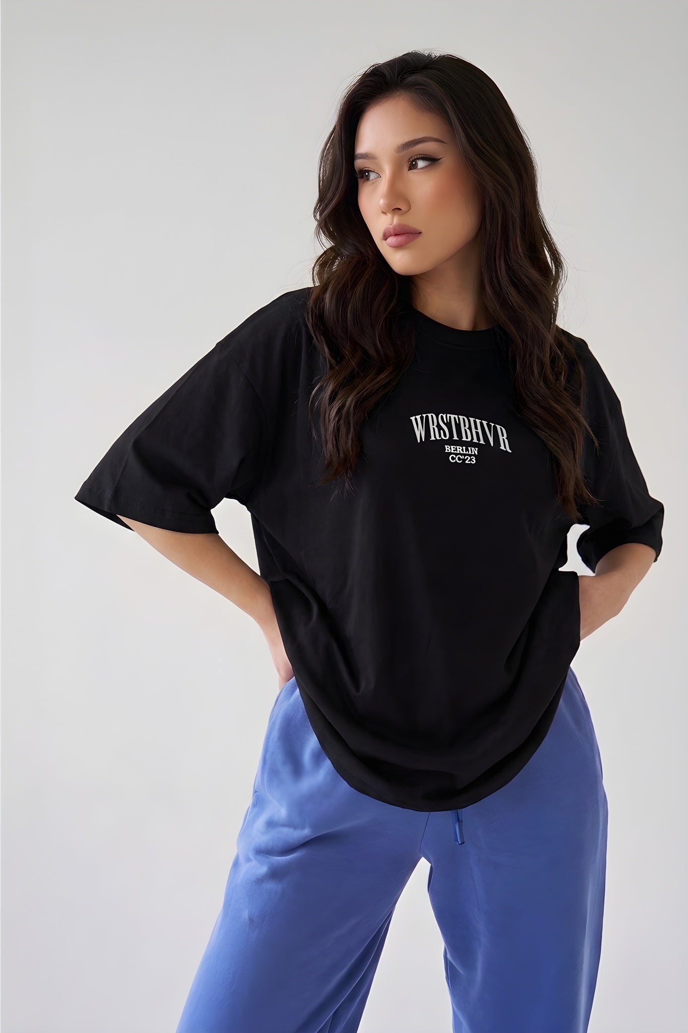 Dont Announce Siyah Oversize Salas Boyfriend Kadın T-Shirt